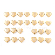 Vacuum Plating 304 Stainless Steel Beads, Heart with Letter A~Z, Golden, 11x12x5mm, Hole: 2mm, 26pcs/set(STAS-A059-11G)