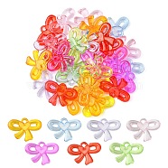 Transparent Acrylic Pendants, Bowknot Charms, Mixed Color, 24x33x5mm, Hole: 2.5mm(TACR-YW0001-81)