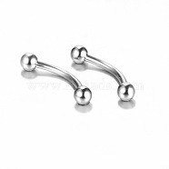 304 Stainless Steel Eyebrow Rings, Curved Barbell, Eyebrow Piercing Jewelry, Stainless Steel Color, 3mm, Pin: 1.2x8mm(WG689B5-14)