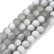 Frosted Crackle Glass Beads Strands, Rondelle, Gray, 6x5.5mm, Hole: 1mm, about 145pcs/strand, 31.10''(79cm)(GLAA-U001-6mm-M06)