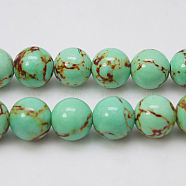 Synthetic Turquoise Beads Strands, Dyed, Round, Medium Aquamarine, 8mm, Hole: 1mm, about 50pcs/strand, 15.7 inch(TURQ-H038-8mm-XXS10)