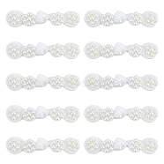16Pairs 2 Colors Handmade Chinese Frogs Knots Buttons Sets, Polyester Button with Imitation Pearl Beads, White, 59x13x8mm, 2pcs/pair, 16pairs(AJEW-GF0005-19)