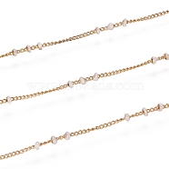 Ion Plating(IP) 304 Stainless Steel Curb Chains, Satellite Chains, with Enamel and Spool, Soldered, Long-Lasting Plated, Real 18K Gold Plated, White, 1.5x1x0.1mm, about 32.8 Feet(10m)/roll(CHS-I008-01G-13)