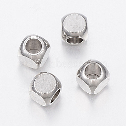 304 Stainless Steel Beads, Cube, Stainless Steel Color, 4x4x4mm, Hole: 2.5mm(STAS-H426-02-4MM)