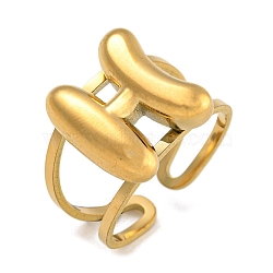 304 Stainless Steel Finger Ring, Real 18K Gold Plated Cuff Ring, Letter H, Inner Diameter: 18mm, Letter: 14~15x6.5~19mm(RJEW-L125-02G-08)