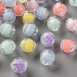 Transparent Acrylic Beads, Bead in Bead, Faceted, Round, Mixed Color, 8x7.5mm, Hole: 2mm, about 2000pcs/500g(TACR-S152-17A)