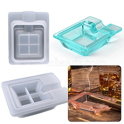 DIY Ashtray Silicone Molds, Resin Casting Pendant Molds, For UV Resin, Epoxy Resin Molds Making, Rectangle, White, 133x103x30mm, Inner Diameter: 82x71mm(DIY-G041-01)