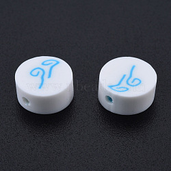 Handmade Polymer Clay Beads, Flat Round with Wind, Weather Pattern, 9~9.5x4.5~5mm, Hole: 1.6mm(CLAY-N011-81E)