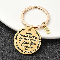 Valentine's Day Brass & 201 Stainless Steel Keychain, with Alloy Rings, Letter S, 6.2cm(KEYC-YW00097-19)