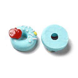 Opaque Resin Imitation Food Decoden Cabochons, Donut, Pale Turquoise, 19~20x8~10.5mm(CRES-M014-01J)