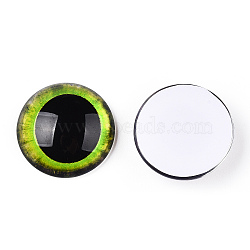 Glass Cabochons, Half Round with Eye, Lawn Green, 20x6.5mm(GGLA-T004-04I)