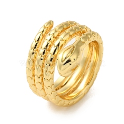 Snake Brass Finger Rings for Women, Real 18K Gold Plated, 15.5mm, US Size 7 1/2(17.7mm)(RJEW-A048-27G)