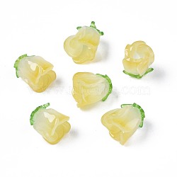 Plastic Beads, Flower, Champagne Yellow, 15x14x14mm, Hole: 1.2mm(KY-N015-036A)