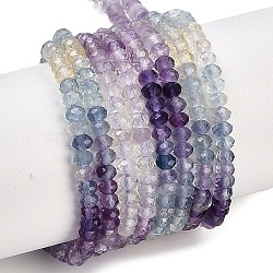 Gradient Color Natural Colorful Fluorite Beads Strands, Faceted, Rondelle, 3x2mm, Hole: 0.6mm, about 184~197pcs/strand, 15.28~15.43''(38.8~39.2cm)(G-H071-A04-01)