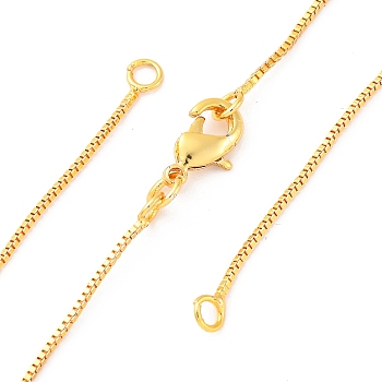 0.9MM Brass Box Chain Necklaces Making, with 304 Stainless Steel Lobster Clasps, Lead Free & Cadmium Free, Long-Lasting Plated, Rack Plating, Real 18K Gold Plated, 17.56 inch(44.6cm)