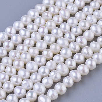 Potato Natural Cultured Freshwater Pearl Beads Strands, Creamy White, 4~5mm, Hole: 0.5mm, about 75~107pcs/strand, 13.3 inch~15 inch