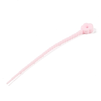 Flower Shape Silicone Cable Zip Ties, Cord Organizer Strap, for Wire Management, Pearl Pink, 130x14x5mm