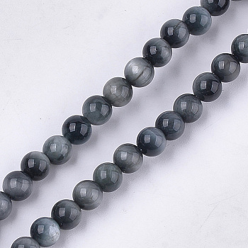 Natural Hawk's Eye Beads Strands, Eagle Eye Stone, Grade A, Round, 4mm, Hole: 0.8mm, about 43~45pcs/strand, 7.6 inch