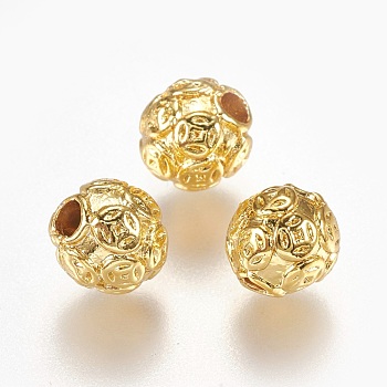 Alloy Beads, Long-Lasting Plated, Rondelle with Copper Coins, Real 18K Gold Plated, 8mm, Hole: 2.5mm