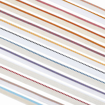 AHADERMAKER 14M 14 Styles Flat Polyester & Cotton Book Headbands, with Knitted Strip, for Book Binding Decorations, Mixed Color, 13~16x1mm, 1m/style