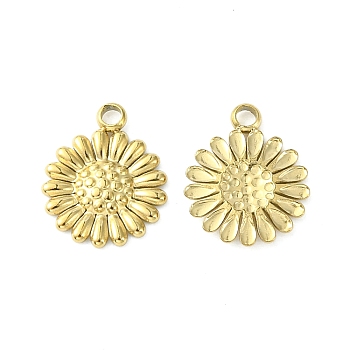 304 Stainless Steel Charms, Flower Charms, Real 14K Gold Plated, 11.5x9.5x1.3mm, Hole: 1.5mm