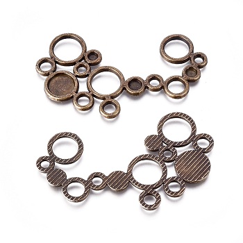 Alloy Cabochon Connector Settings, Lead Free and Cadmium Free, Flat Round, Antique Bronze Color, about 57mm long, 38.5mm wide, 2mm thick