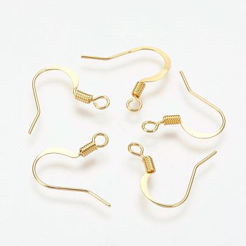 Brass French Earring Hooks, with Horizontal Loop, Flat Earring Hooks, Nickel Free, Golden, 17mm, Hole: 2mm