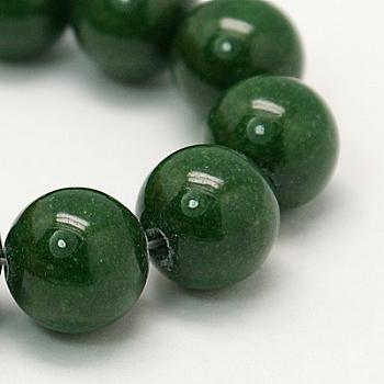 Natural Mashan Jade Round Beads Strands, Dyed, Dark Green, 8mm, Hole: 1mm, about 51pcs/strand, 15.7 inch