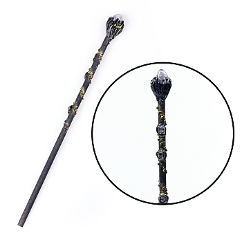 Natural Quartz Crystal Magic Wand, Cosplay Magic Wand, with Wood Wand, for Witches and Wizards, 320mm