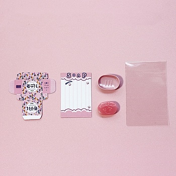 Miniature DIY Soap Packing Kits, Micro Dollhouse Ornaments, Simulation Prop Decorations, Pink, 10~49x14~31x4mm, 5pcs/set