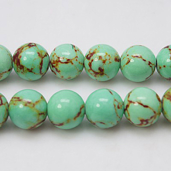 Synthetic Turquoise Beads Strands, Dyed, Round, Medium Aquamarine, 8mm, Hole: 1mm, about 50pcs/strand, 15.7 inch