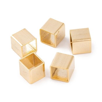 304 Stainless Steel European Beads, Large Hole Beads, Cube, Golden, 8x8x8mm, Hole: 6x6mm