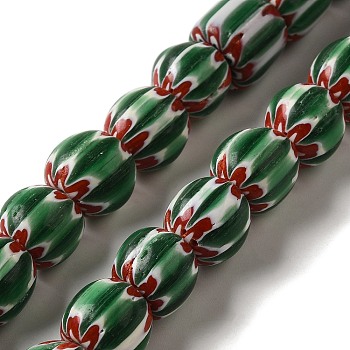Handmade Lampwork Beads, Round, Green, 10~13x9~12mm, Hole: 2~3mm, about 60~65pcs/strand, 25.20~25.98''(64~66cm)