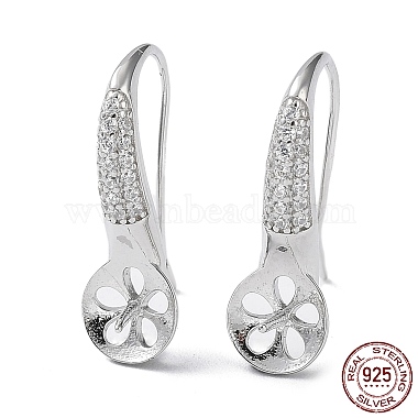 Real Platinum Plated Clear Sterling Silver+Cubic Zirconia Earring Hooks