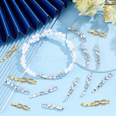 Dicosmétique 10 pcs 2 couleurs bowknot rack placage laiton clair cubique zircone bracelet de montre fermoirs(ZIRC-DC0001-09)-6
