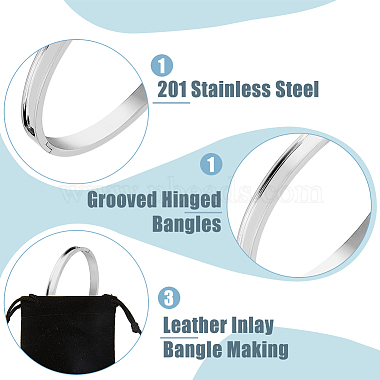 3Pcs Egg Shaped 201 Stainless Steel Grooved Hinged Bangles(STAS-UN0048-68)-6