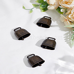 4Pcs Retro Iron Bell Pendants, Rectangle, Antique Bronze, 43x35x24mm, Hole: 4x14mm(IFIN-LP0001-38)