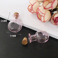 Miniature Glass Bottles, with Cork Stoppers, Empty Wishing Bottles, for Dollhouse Accessories, Jewelry Making, Round Pattern, 26x19mm(MIMO-PW0001-036C)