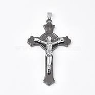 Alloy Big Pendants, Crucifix Cross, For Easter, Gunmetal & Platinum, 75.5x45x10mm, Hole: 8~10x3~4mm(PALLOY-T069-22B-01)