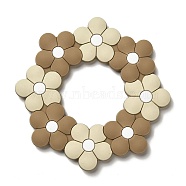 Flower Silicone Focal Beads, Silicone Teething Beads, Camel, 90x90x9mm, Inner Diameter: 41mm(SIL-R145-01A)