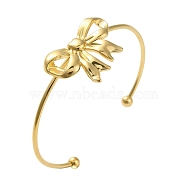 304 Stainless Steel Bowknot Cuff Bangles for Women, Real 18K Gold Plated, Inner Diameter: 2-3/8 inch(6cm)(AJEW-R100-01B-G)
