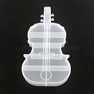 Violin Plastic Bead Storage Containers, 10 Compartments, Clear, 21.8x10.8x2.5cm(CON-Q023-05)