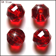 Imitation Austrian Crystal Beads, Grade AAA, Faceted, Round, Dark Red, 10mm, Hole: 0.9~1mm(SWAR-F079-10mm-05)
