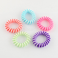 Telephone Cord Elastic Hair Ties, Ponytail Holder, Plastic, Mixed Color, 22~30mm, about 20pcs/bag(OHAR-R116-13)