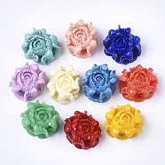 Synthetic Coral Pendants, Dyed, Flower, Mixed Color, 20x23~25x12mm, Hole: 1.2mm(CORA-S026-03)