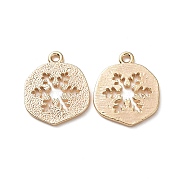 Brass Charms, Nickel Free, Real 18K Gold Plated, Flat Round with Snowflake, 14x12x1mm, Hole: 1mm(X-KK-Q735-251G)