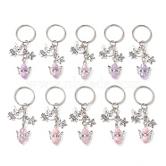 10Pcs 10 Styles Acrylic Keychains, with Tibetan Style Alloy Pendants and Iron Split Key Rings, Angel, Mixed Color, 72mm, 1pc/style(KEYC-JKC00762)