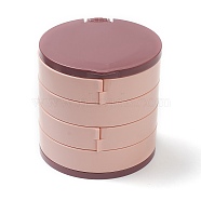 Rotatable 4-Layer Plastic Jewelry Storage Box, with Mirror, for Ring, Earring and Necklace, Cylinder, Rosy Brown, 10.6x10.4x10.1cm(AJEW-YW0001-13A)