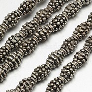 Tibetan Style Oval Alloy Bead Strands, Lead Free & Nickel Free & Cadmium Free, Antique Silver, 7x5mm, Hole: 2mm, about 30pcs/strand, 8 inch(X-TIBEB-O007-20-NR)