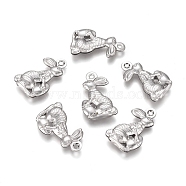 Easter 304 Stainless Steel Pendants, Easter Bunny, Stainless Steel Color, 18x10x3.5mm, Hole: 1mm(STAS-I138-02P)